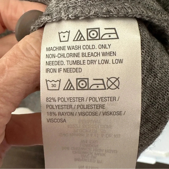 Dennis by Dennis Basso Ribbed Longline Gray Cardigan  1X Minimalistic Neutral - Picture 5 of 13